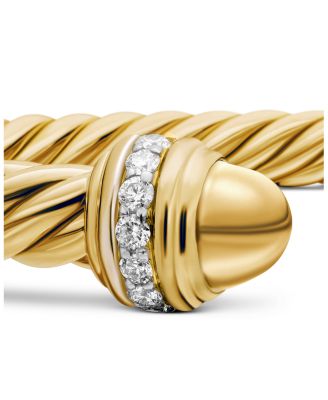 Classic Cablespira&reg; Bracelet in 18K Yellow Gold with Gold Domes and Diamonds, 5mm