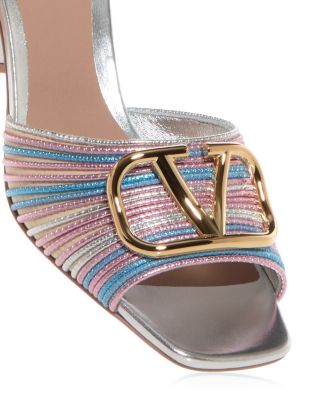 Women's Square Toe Logo High Heel Sandals