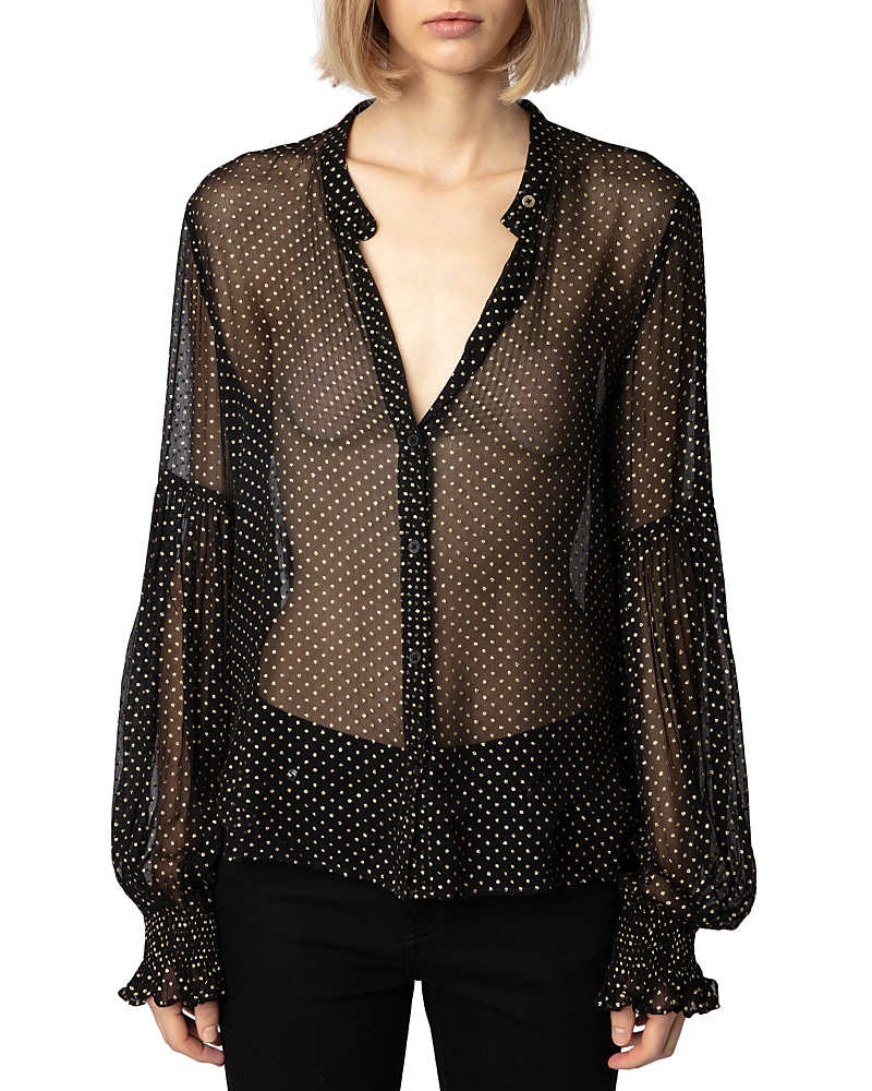 Zadig & Voltaire Tandy Mousseline Sparkle Top In Noir