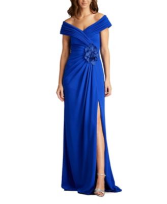 【Tadashi Shoji】Penn Pleated Drape Gown Mona Pleated Metallic Halter Gown SMKPL | Tadashi Shoji
