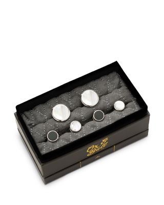 Double Sided Mother of Pearl Round Beveled Stud Set