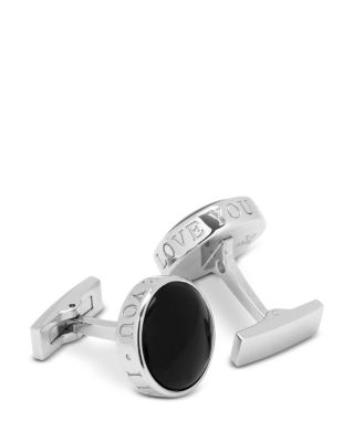 Onyx I Love You Stainless Steel Cufflinks