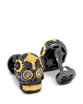 Black and Gold Vermeil Day of the Dead Skull Cufflinks