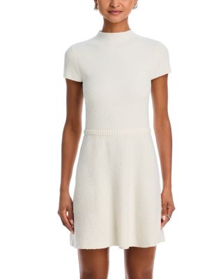 Boucl&amp;eacute; Mock Neck Mini Dress