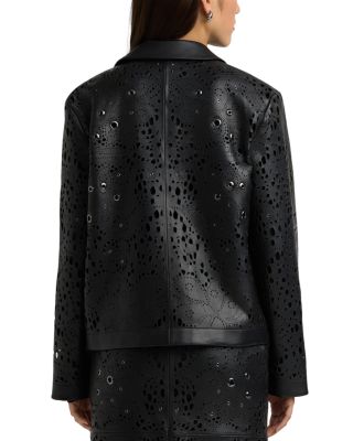 Lace Grommet Leather Jacket 