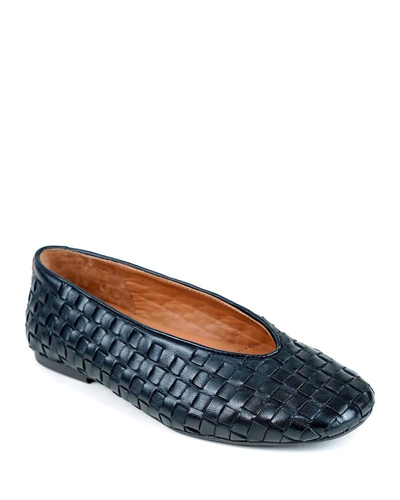 Shop Gentle Souls By Kenneth Cole Women's Willow Woven Square Toe Flats In Black Leather