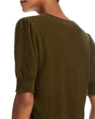 Cashmere Pointelle Puff Sleeve Sweater