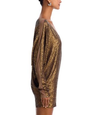 Sequin Dolman Sleeve Wrap Mini Dress