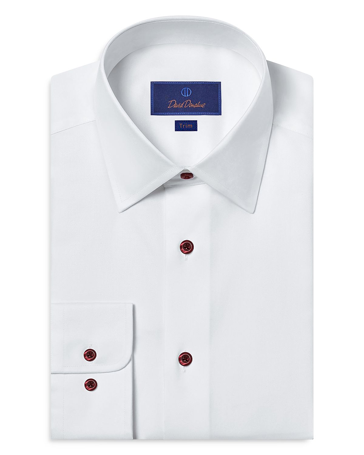 David Donahue Trim Fit Super Fine Twill Dress Shirt