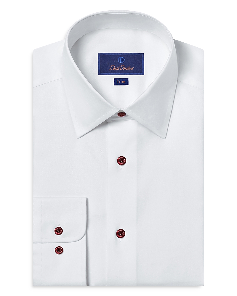David Donahue Trim Fit Super Fine Twill Dress Shirt