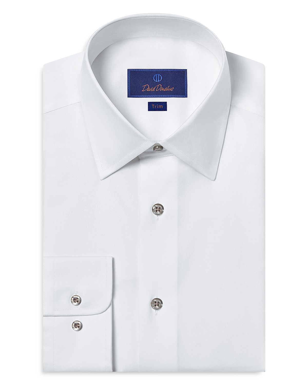 David Donahue Trim Fit Super Fine Twill Dress Shirt