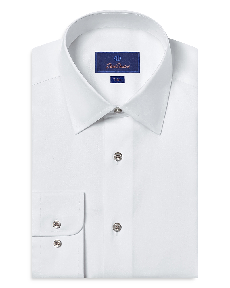 David Donahue Trim Fit Super Fine Twill Dress Shirt