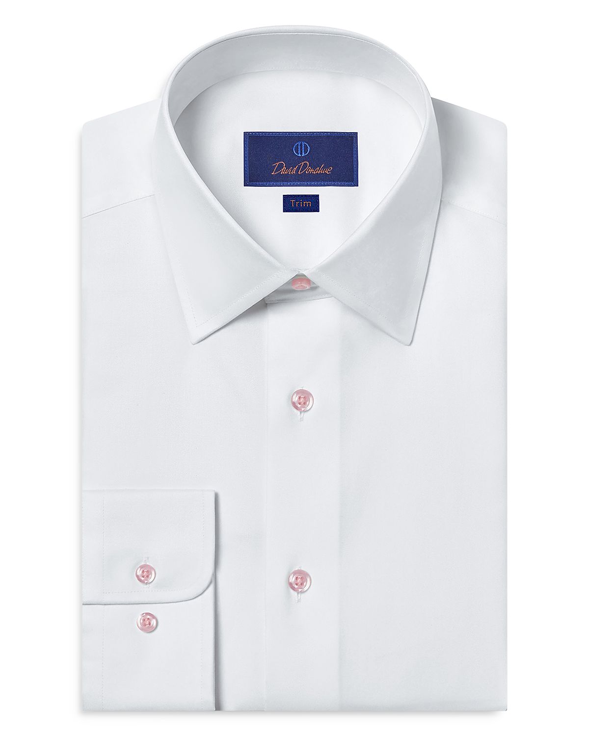 David Donahue Trim Fit Super Fine Twill Dress Shirt