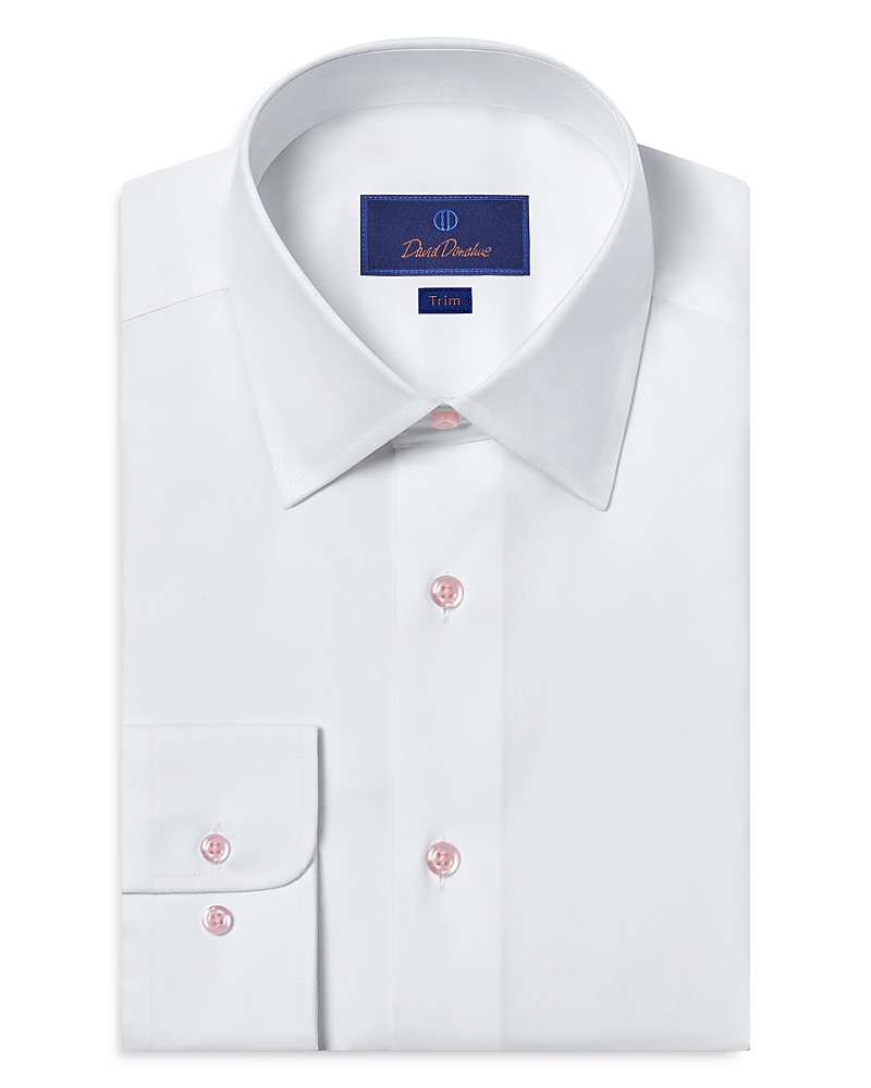 David Donahue Trim Fit Super Fine Twill Dress Shirt