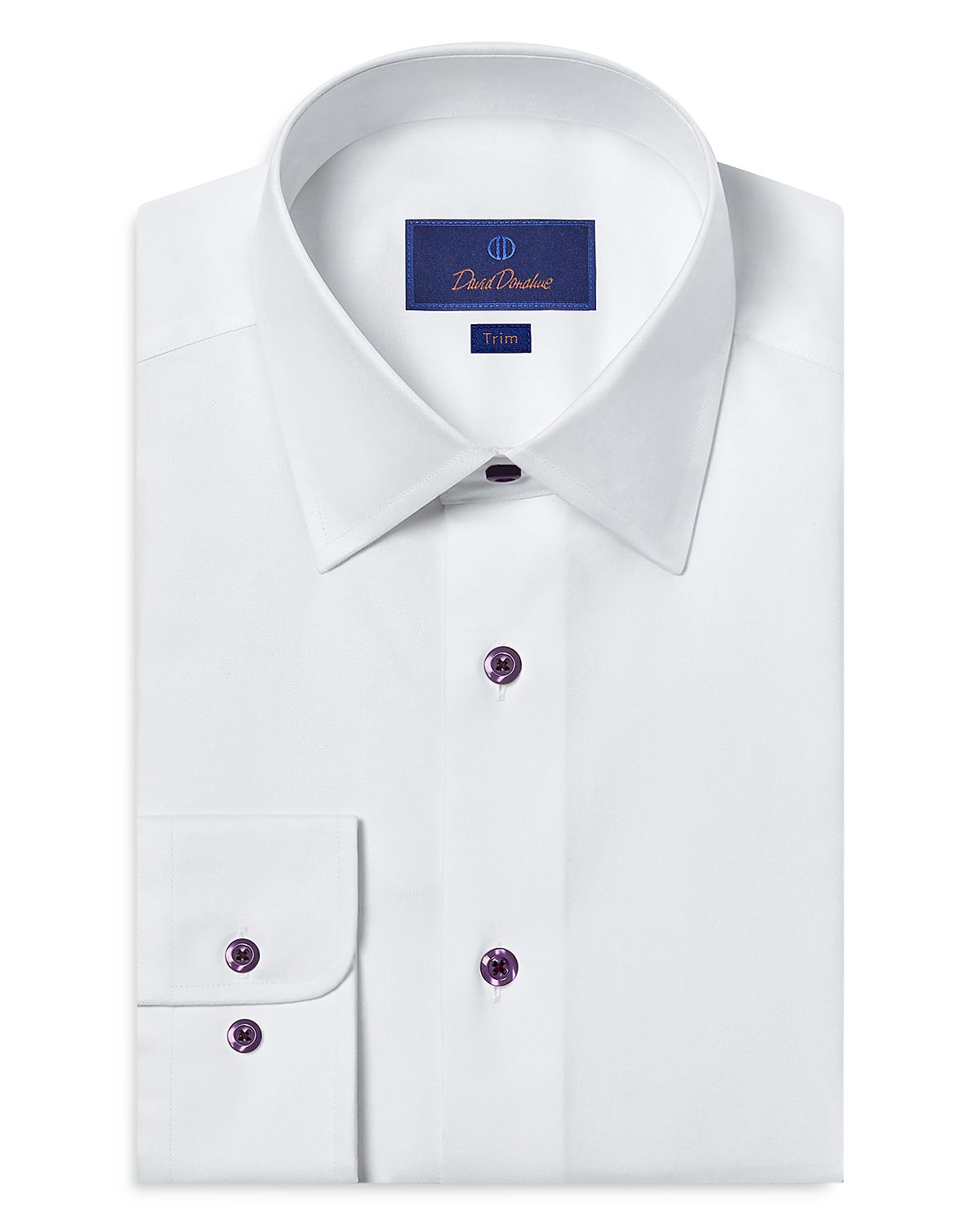 David Donahue Trim Fit Super Fine Twill Dress Shirt