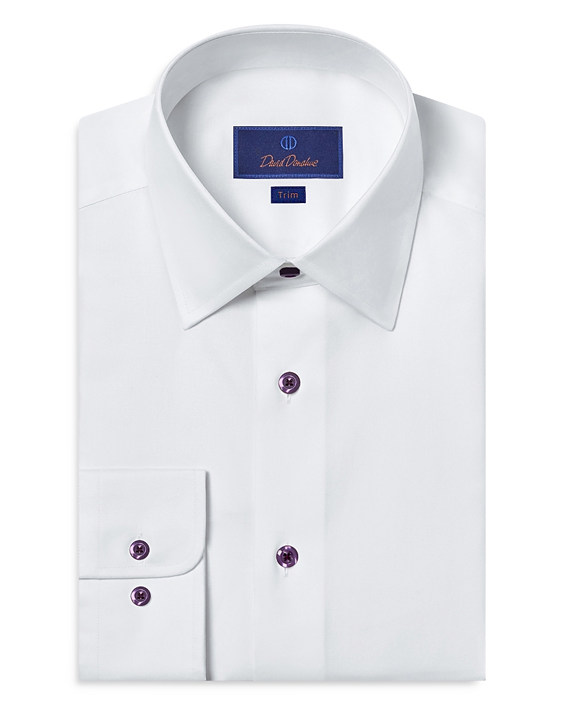 David Donahue Trim Fit Super Fine Twill Dress Shirt