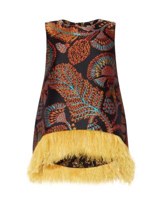  La Scala Top (With Feathers) Jacquard Sicomore Black