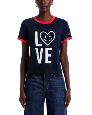 a ❤︎  Cinq à Sept Love Heart Smiley Ringer Tee | Bloomingdale's Women