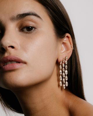  Trillion Cascade Earrings in 14K White Gold, 9.64ctw Trillion Lab Grown Diamonds