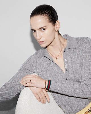 18K Rose Gold Icon Polished Logo Ring Pendant Necklace, 15.7-18"