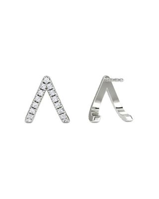  Reversed V Pave Huggie Earrings in 14K White Gold, .24ctw Brilliant Round Lab Grown Diamonds