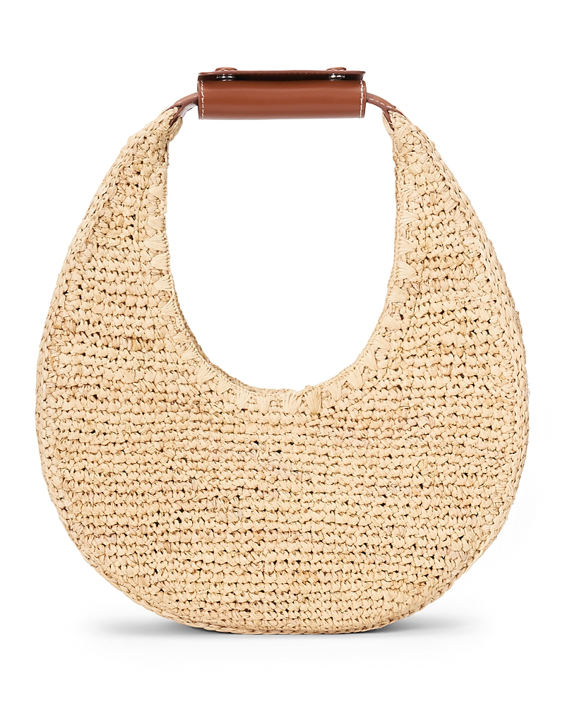 Staud Moon Raffia Tote In Natural Tan