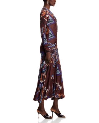 Floral Gathered Bodice Midi Dress