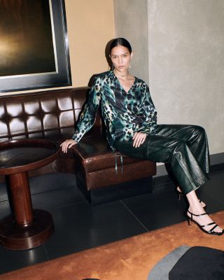 Misty Leopard Print V Neck Blouse