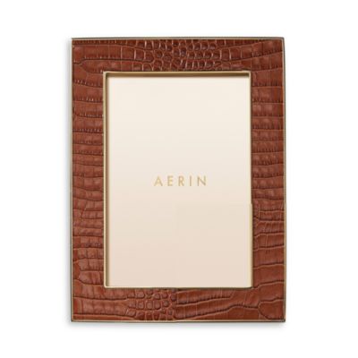 AERIN - Classic Croc Leather Frame, Chestnut, 5" x 7"