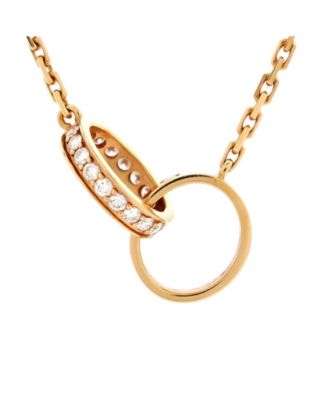 Pre-Owned Cartier Love Interlocking Necklace 18K Rose Gold with Diamonds