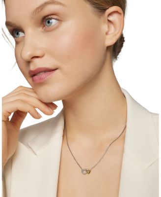 Cable Collectibles&reg; Interlocking Heart Necklace in Sterling Silver with 18K Yellow Gold, 16.4mm