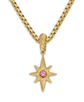 David Yurman Cable Collectibles North Star Birthstone Charm in 18K Yellow Gold with Pink Tourmaline