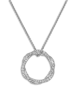 David Yurman - Sterling Silver Petite Infinity Pendant Necklace with Diamonds, 17"