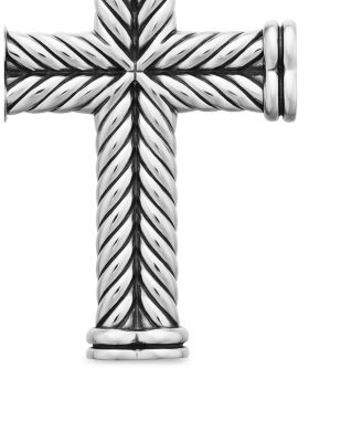 Men&#39;s Chevron Cross Pendant in Sterling Silver, 33.5mm
