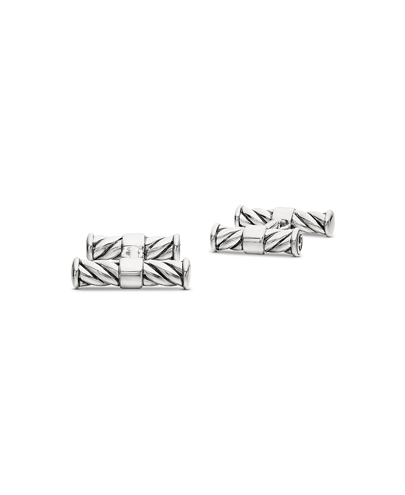 David Yurman Cable Elongated Cufflinks in Sterling Silver, 22mm
