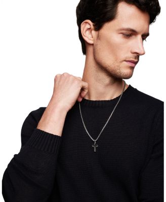 Men's Exotic Stone Cross in Sterling Silver with Black Onyx, 26mm