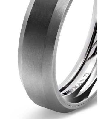 Men's Gray Titanium Wedding Beveled Band