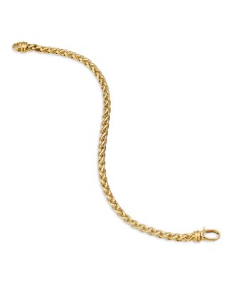 Men's Wheat Chain Bracelet in 18K Yellow Gold, 4mm