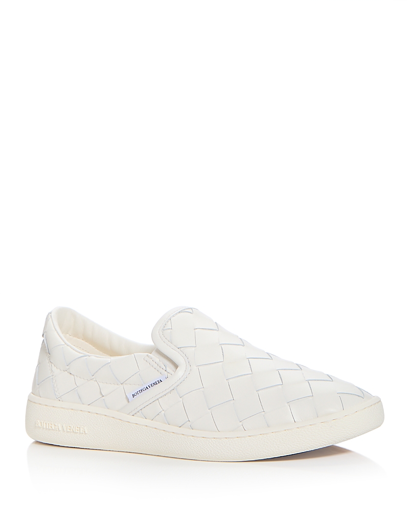Bottega Veneta Sawyer Intrecciato Leather Low-top Sneakers In Bianco