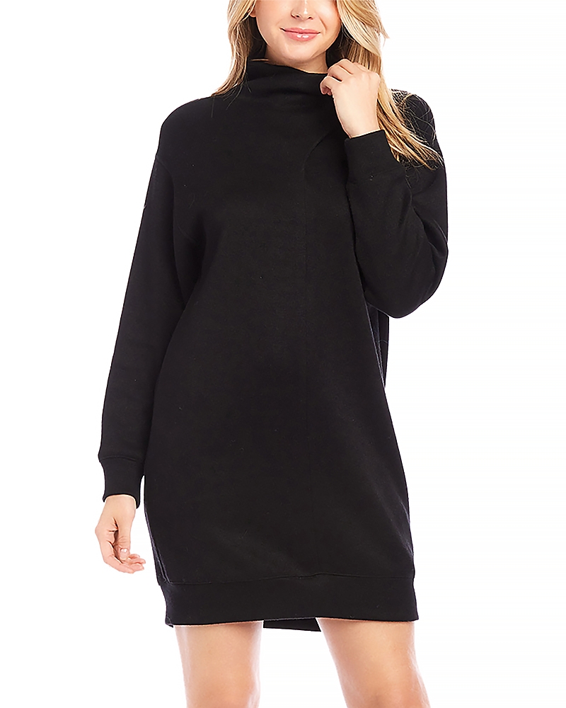 Karen Kane Faux Wrap Turtleneck Sweater Knit Dress