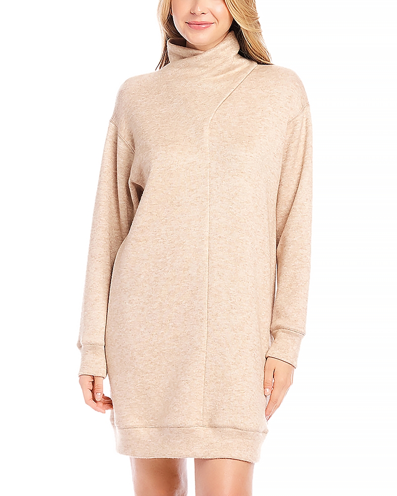 Karen Kane Faux Wrap Turtleneck Sweater Knit Dress