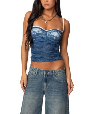 Edikted Eleanor Bra Detail Sheer Lace Top | Bloomingdale's
