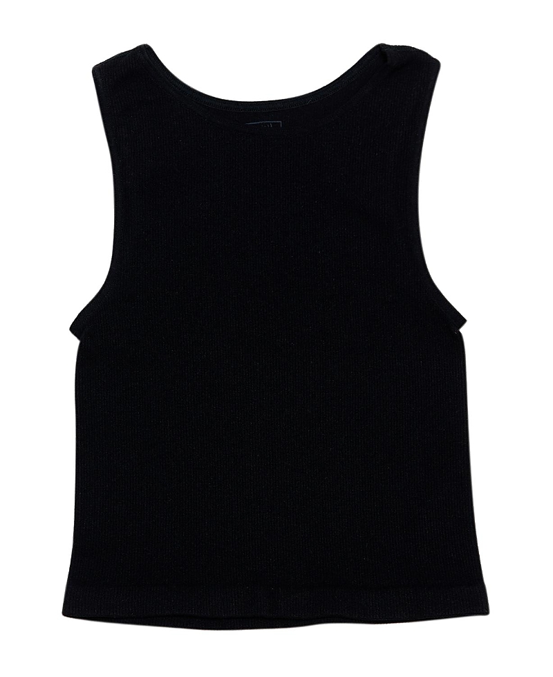 Malibu Sugar Girls' Ribbed Crop Sports Tank Top (4-6x) - Little Kid In Black