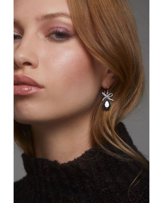 Macaron Cubic Zirconia Pear Bow Drop Earrings