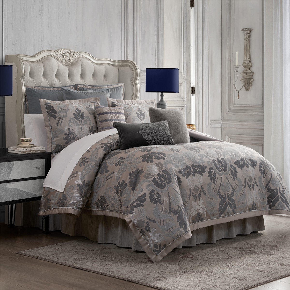 Waterford Lorna 4 Piece Comforter Set, California King in Mocha