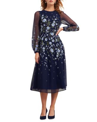 HOBBS LONDON Lois Embroidered Midi Dress | Bloomingdale's