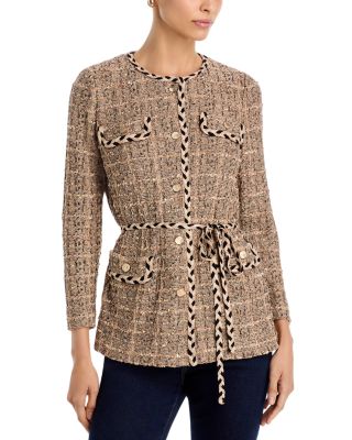 Misook Belted Tweed Knit Jacket