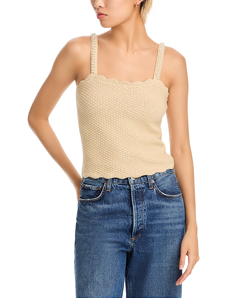 AQUA FAUX PEARL EMBELLISHED KNIT TANK - EXCLUSIVE