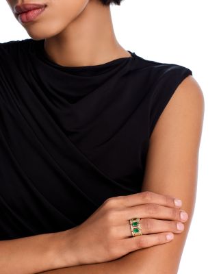 Emerald & Diamond Band Ring in 14K Yellow Gold