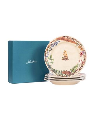 Forest Walk Caf&amp;eacute; Au Lait Dessert/Salad Plate, Assorted Set 4